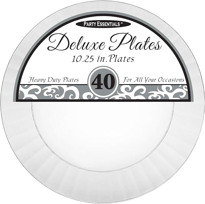 Party Essentials Deluxe Quality Hard Plastic 40 Count Party/Dinner Plates - Image 2