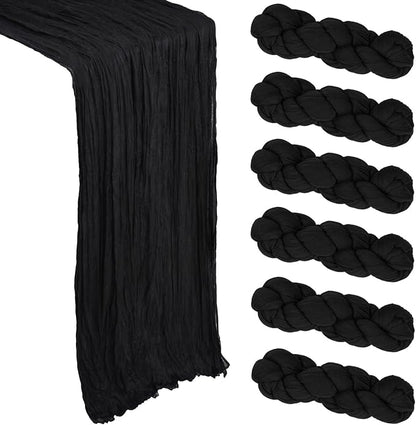6 Pack Black Table Runner Cheesecloth 10Ft Gauze Cheese Cloth Table Runner by Heneger