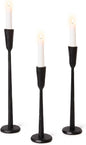 Cast Iron Taper Candle Holder Set of 3, Heavyweight Tall Candlestick Holders, for Fireplace Mantle & Dining Table, Versatile Decor for Wedding, Holiday, Home & Christmas (Black)