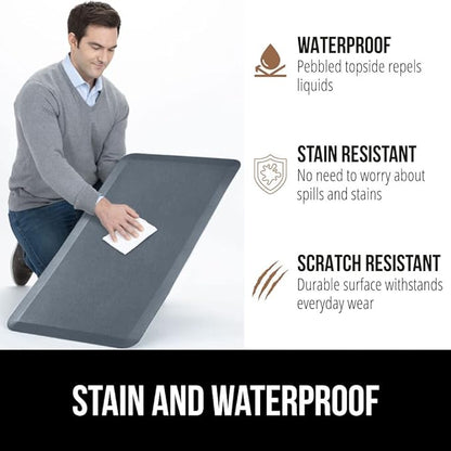 GORILLA GRIP Comfortable Cushioned Kitchen Mats for Floor, Waterproof and Stain Resistant Soft Top, 3/4 Inch Thick Ergonomic Standing Desk Anti Fatigue Mat, Foam Supports Ankles, Feet, 17x24, Charcoal