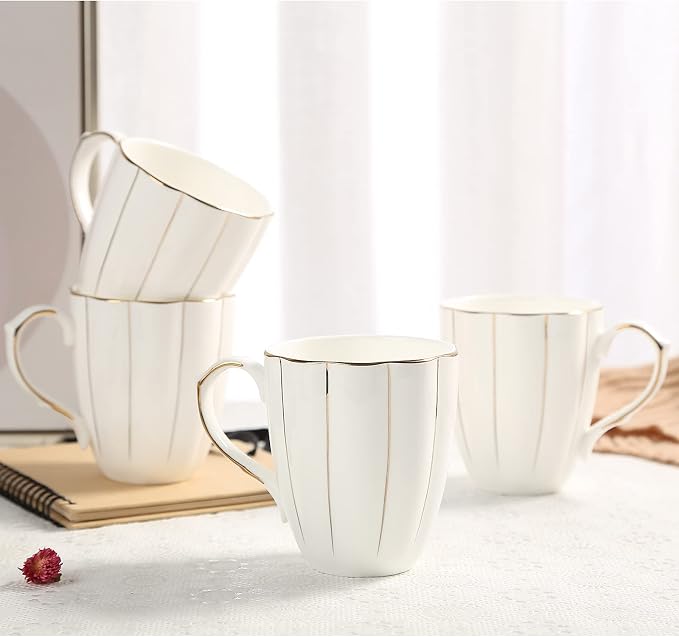 DUJUST Coffee Mug Set of 4, Luxury British Design by DUJUST