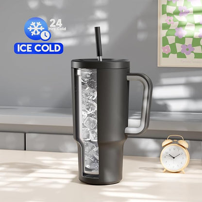 Meoky 30 oz Tumbler with Handle, Tumbler with Lid and Straw, Insulated - Image 2