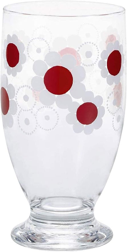 ADERIA Retro Glass with Stand with Flowers, 11.2 fl oz, Gift Box, Made in Japan by Unknown