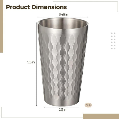 OMISTAR 4 Pcs Stainless Steel Double Wall Cups 15 oz, Korean Hammered Insulated - Image 2