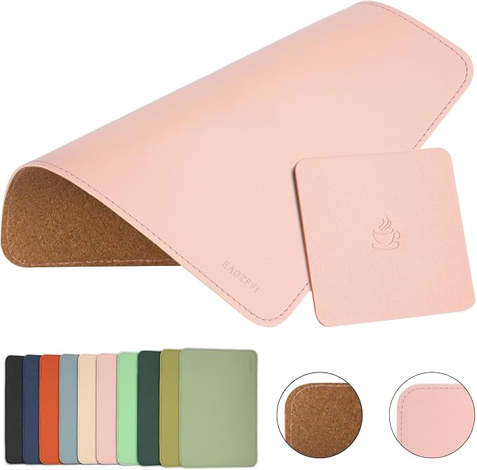 Double-Sided PU Leather & Cork Mouse Pad by EAGZFFI