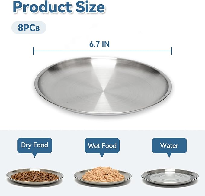 8 Pack Stainless Steel Cat Food Bowls, Cat Dishes Shallow Whisker-Friendly - Image 4
