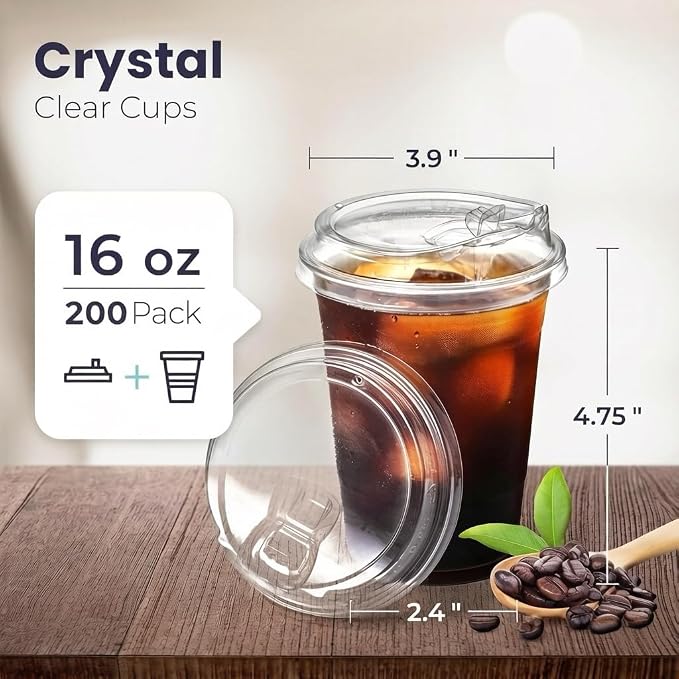 Fit Meal Prep 200 Pack 16 oz Clear Plastic Cups - Image 2