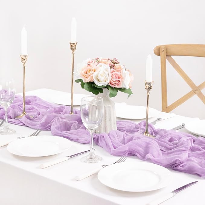 8 Pack Lilac Purple Cheesecloth Table Runner 10ft Boho Table Decor | - Image 5