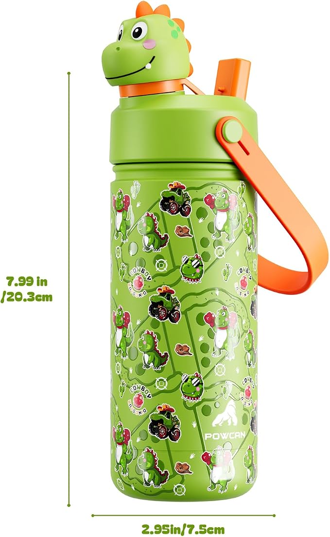 POWCAN Kids Water Bottle for School: 2-in-1 Straw Spout Lid - Image 8