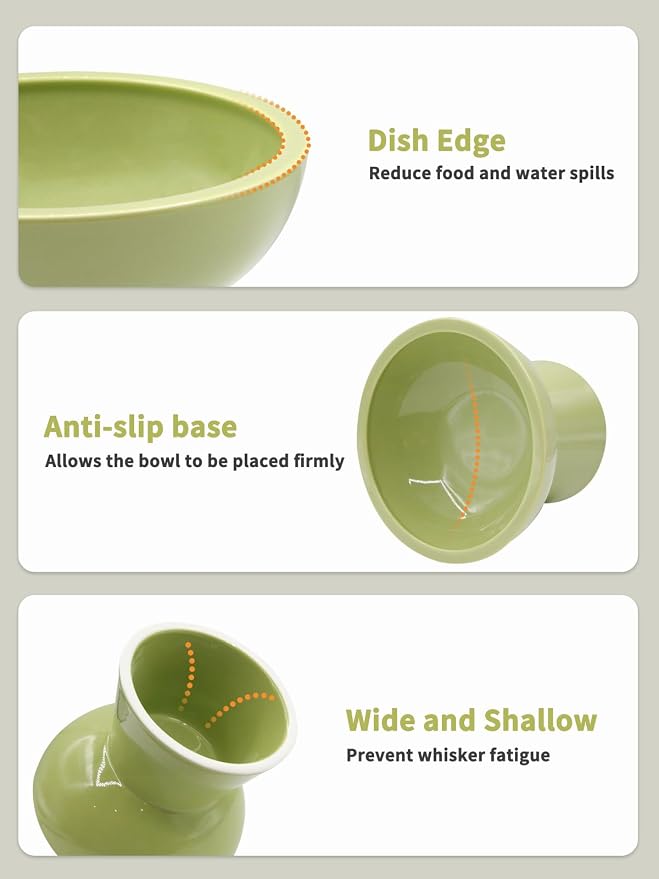 LoeJan Elevated Cat Food and Water Bowls Set, Extra Wide and Raised Ceramic - Image 4