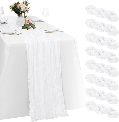 8 Pack White Cheesecloth Table Runners 20x120 Inch Gauze Table Runner Cheese by Yorcari