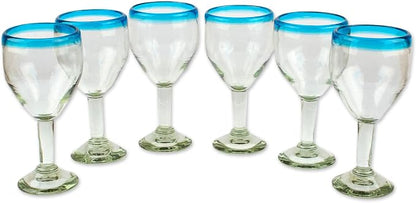 NOVICA Artisan Handblown Glass Wine Glasses Clear by Novica