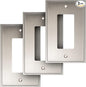 Henne Bery Soft Modern Decorative Wall Plate Switch Plate Outlet Cover (Single Decorator 3PK, Satin Nickel)