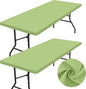 homing 2 Pack Rectangle Table Cloth, Elastic Fitted Fabric Tablecloth Fits for 6 Foot Folding Tables, Washable Table Cover for Picnic, Camping, Indoor & Outdoor (Sage Green, 30" x 72")