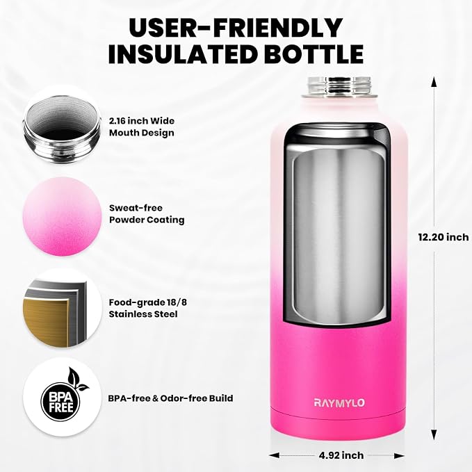RAYMYLO Insulated Water Bottle 87 oz, Triple Wall Vacuum Stainless Steel | - Image 5