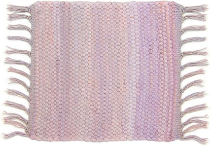 PILLOWPIA Handcrafted Chindi Rag Rug Hot Pad – 100% Cotton, Handwoven, Colorful & Eco-Friendly | Boho Kitchen Accessory for Table, Counter, or Serving Use - Lilac