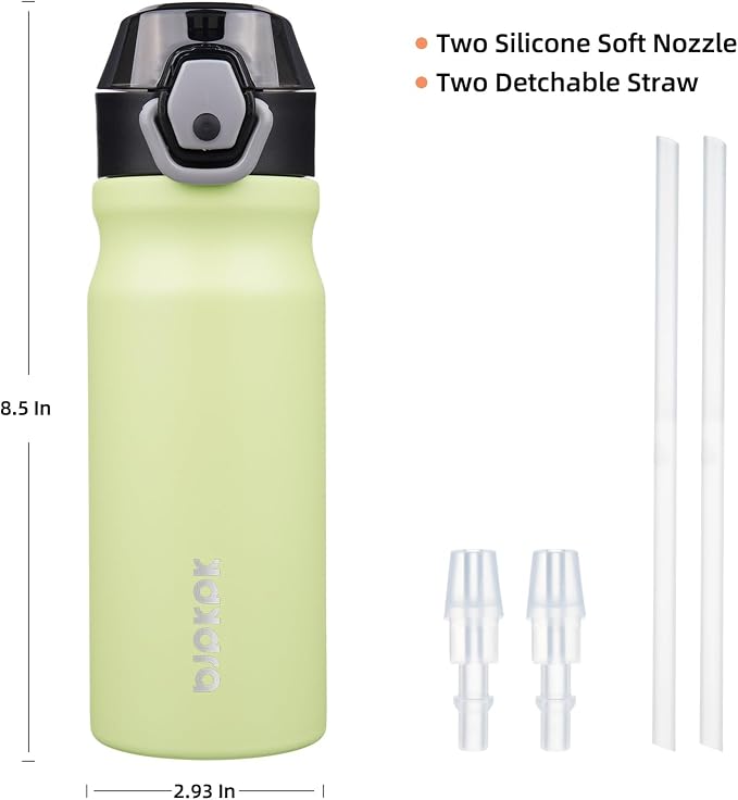 BJPKPK 18 oz Water Bottle with Straw & Handle, Insulated Stainless Flask | Leak - Image 4