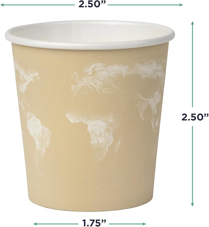 ECO PRODUCTS Compostable Disposable World Art 4oz Espresso Coffee Cups - Image 3