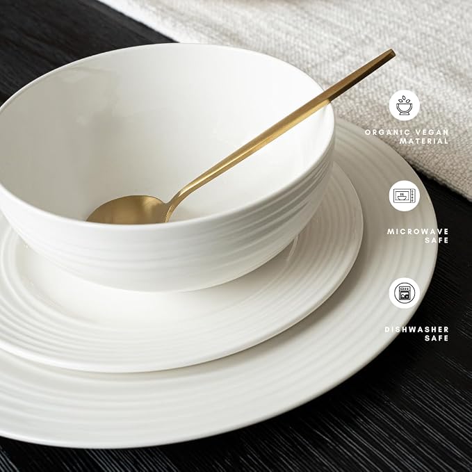 New Bone China 12 Piece Dinnerware Set, Santorini Collection, Daily Use China - Image 4