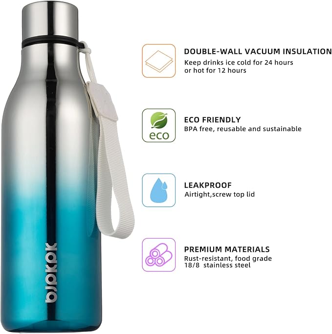 BJPKPK 18oz Insulated Water Bottle, Stainless Steel Bottle - Image 2
