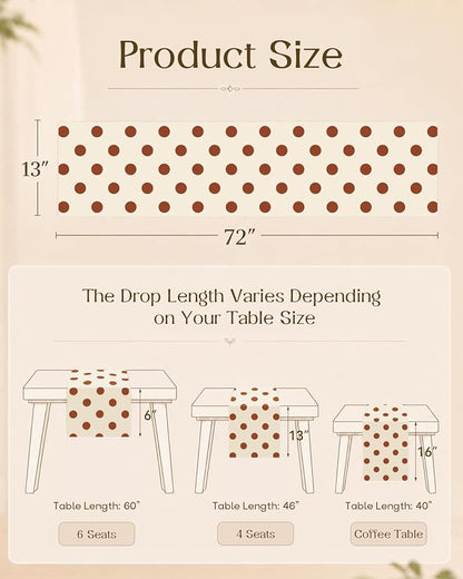 Embroidered Canvas 13"x 72" Narrow Table Runner, Dots | Exquisite Embroidery - Image 4