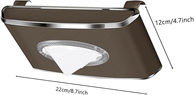 Faux Leather Car Tissue Box for Car Interior, Armrest & Back Seat Napkin - Image 9