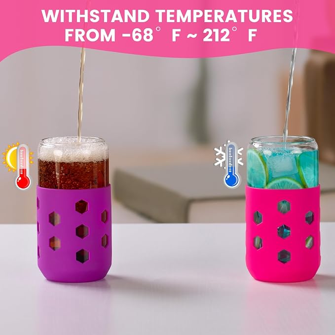Mrsdry 16 oz Glass Cups with Lids and Straws - Image 5