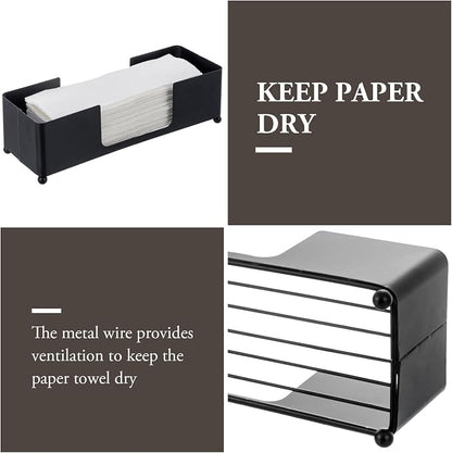 MyGift Modern Matte Black Metal Tabletop Commercial Folded Paper Towel Holder - Image 2