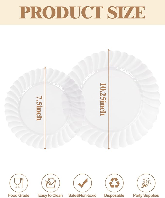 YOUBET 60PCS Clear Scalloped Plastic Plates - Image 9
