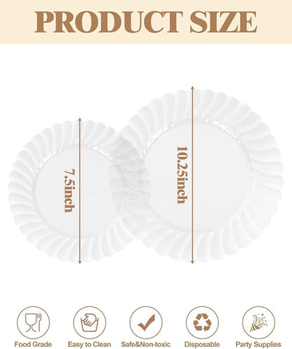 YOUBET 60PCS Clear Scalloped Plastic Plates - Image 9