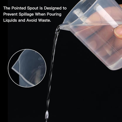 5 Pack Plastic Measuring Jugs, Transparent Lab Graduated Beakers, Heat - Image 4