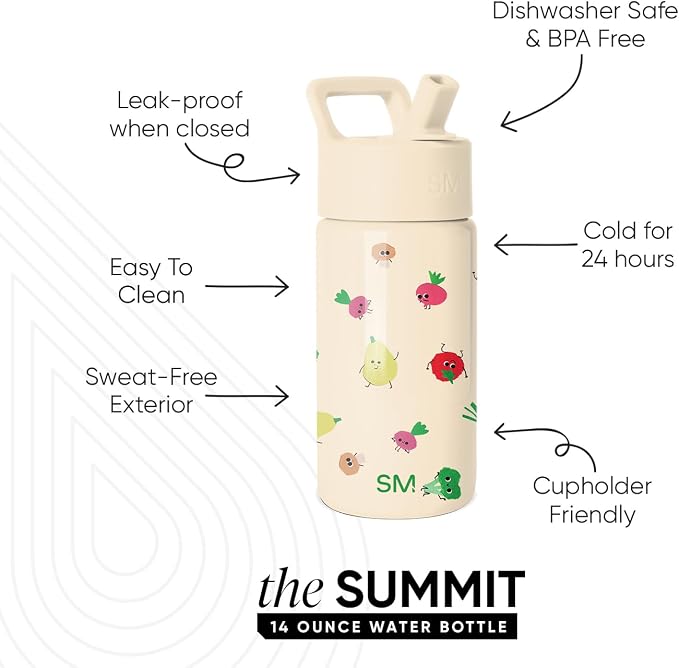 Simple Modern Kids Water Bottle & Toddler Cup | 14oz | Veggies | Insulated - Image 2