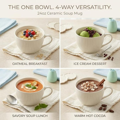 24oz Soup Mug with Handle & Lid, Microwave Soup Bowl/Cup, Ice Cream and - Image 4
