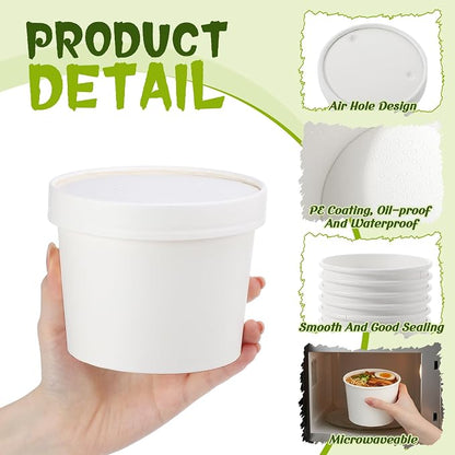 Fulmoon 100 Pack Paper Soup Containers - Image 3