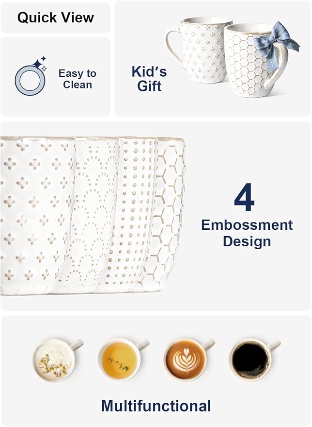 LE TAUCI Espresso Cups 6 oz, Ceramic Demitasse Cup, Small Coffee Mugs - Image 5