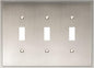 Henne Bery Soft Modern Decorative Wall Plate Switch Plate Outlet Cover (Triple Toggle, Satin Nickel)