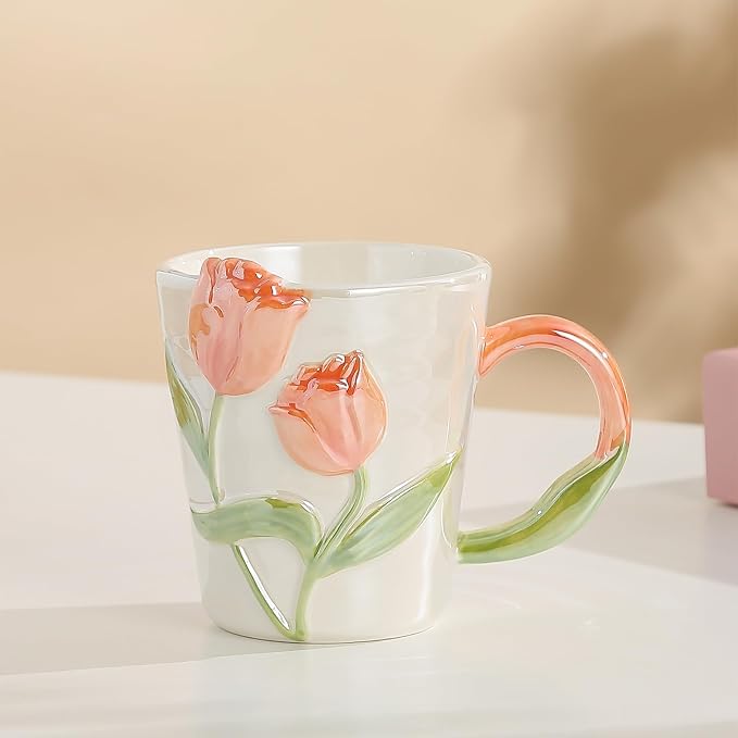 Hand Drawn Ceramic Coffee Mug 11.8Oz, Personalized Cute Tea Cup - Image 3