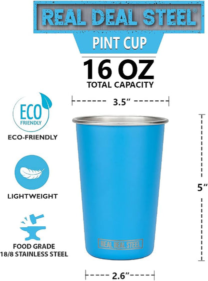 Real Deal Steel Party Pints: 16 oz Pint Cups, Stackable Tumblers, Eco Friendly - Image 4