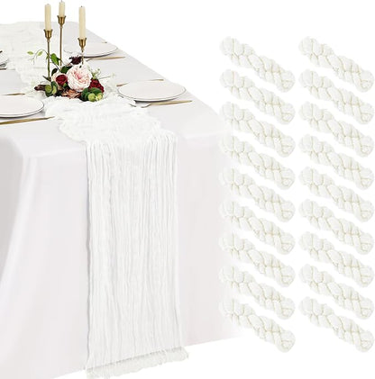 18 Pack Cheesecloth Table Runner 10FT Ivory White Table Runner Boho Gauze by Showgeous