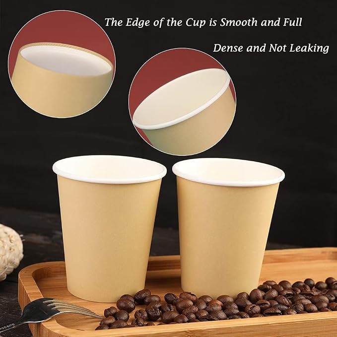 25 Pack 8 oz Paper Cups, Khaki Paper Coffee Cups, Beverage Cups | Disposable - Image 3