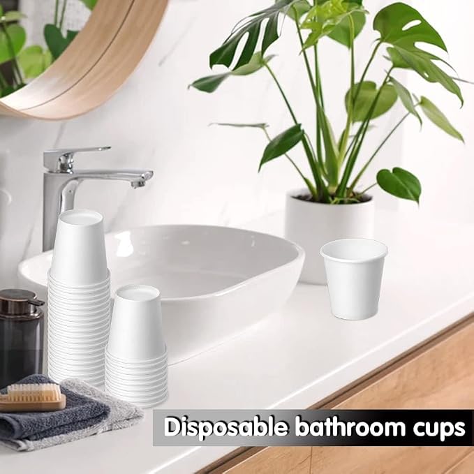 3 oz 100 Pack Disposable Paper Cups, Bathroom Mouthwash Cups | Espresso - Image 4