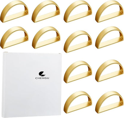 40 Pcs Stainless Steel Napkin Rings Metal Napkin Ring Holders Valentine's Day Modern Serviette Buckles Metallic Adornment for Spring Table Kitchen Dinner Party Wedding(Matte Gold Semicircle)