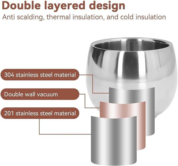 4Pcs Stainless Steel Coffee Cup, Camping Cup Coffee Mugs Tea Cups Double Walled - Image 5