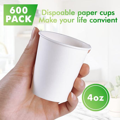 TV TOPVALUE 600 Count 4 oz Paper Cups, Disposable Bathroom Mouthwash White - Image 2