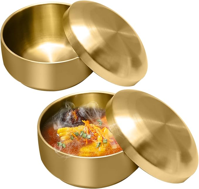 Stainless Steel Rice Bowl with Lid, by Aynaxcol