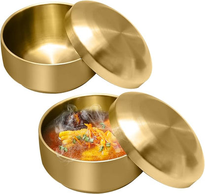 Stainless Steel Rice Bowl with Lid, by Aynaxcol