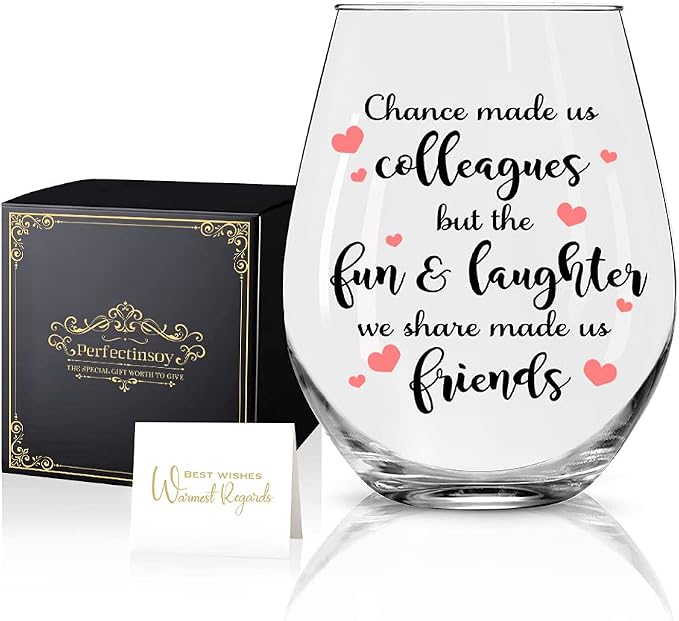 Perfectinsoy Chance Made Us Colleagues Wine Glass by Perfectinsoy