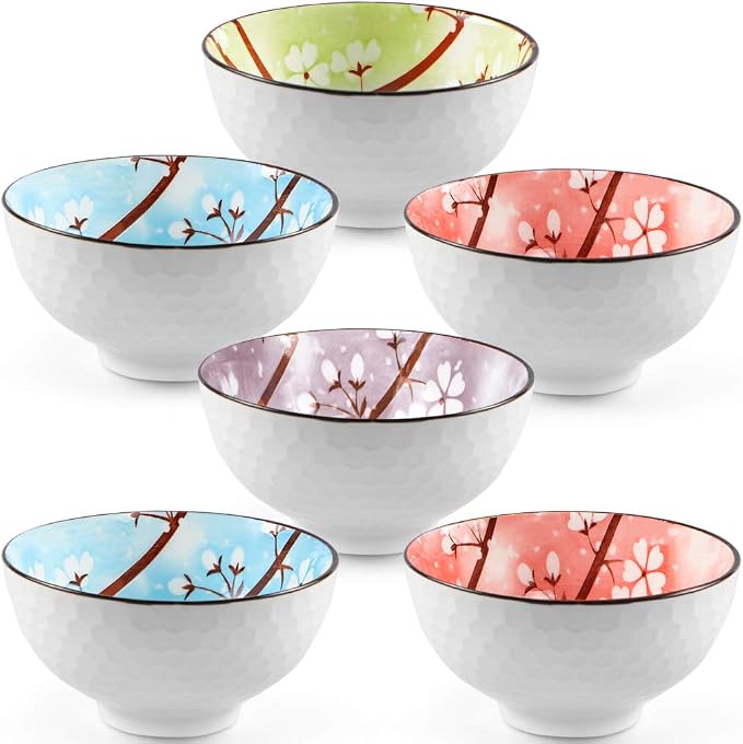 Ceramic Rice Bowls 10 oz, Sakura Bowl Gift Set - Image 2