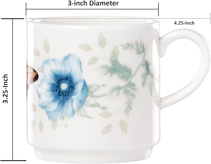 Lenox 890451 Butterfly Meadow 4-Piece Stacking Mug Set | Dishwasher safe - Image 2
