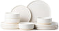 12 Pieces Plates and Bowls Sets,White Dish Set for 4,Premium Serving Dinnerware Sets, Chip and Scratch Resistant Dishware Sets Kitchen Dishes Dining Ware Set(Light Beige)
